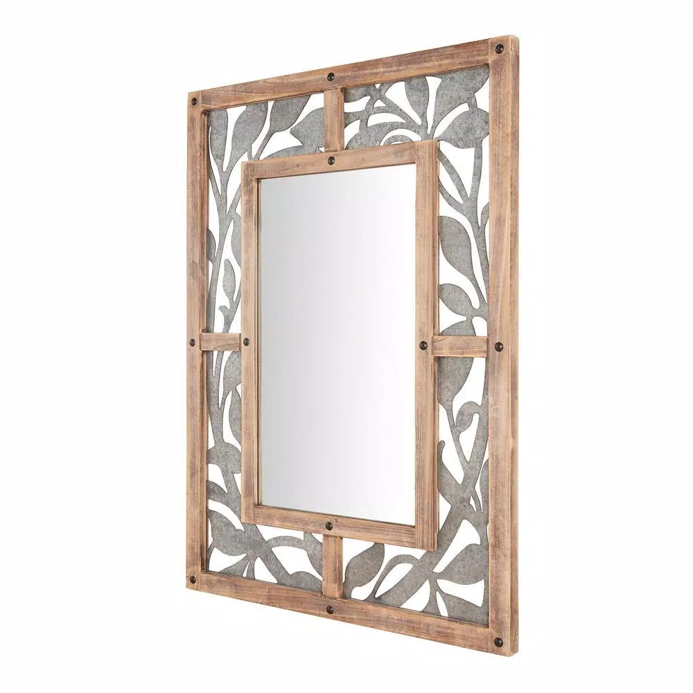 Wall Mirrors Home Decorators Collection Medium Rectangle Wood & Metal Antiqued Farmhouse Accent Mirror (39 In. H X 29 In. W) 8 Wall Mirrors Home Decorators Collection Medium Rectangle Wood & Metal Antiqued Farmhouse Accent Mirror (39 In. H X 29 In. W) - Image 6