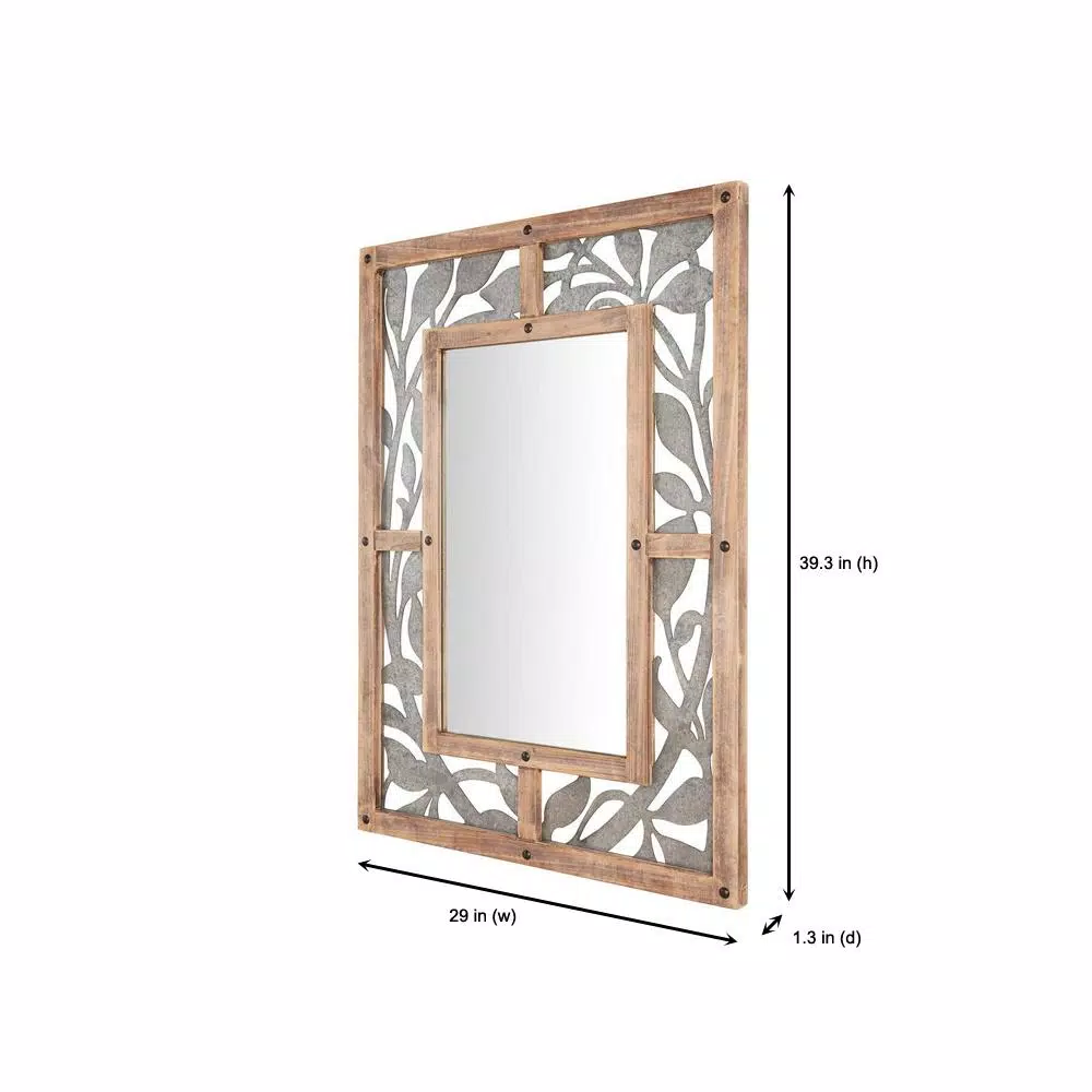 Wall Mirrors Home Decorators Collection Medium Rectangle Wood & Metal Antiqued Farmhouse Accent Mirror (39 In. H X 29 In. W) 4 Wall Mirrors Home Decorators Collection Medium Rectangle Wood & Metal Antiqued Farmhouse Accent Mirror (39 In. H X 29 In. W) - Image 2