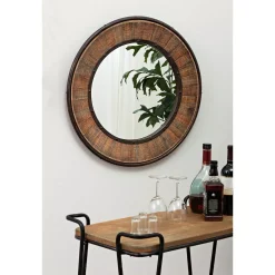 Wall Mirrors Home Decorators Collection Medium Round Farmhouse Accent Mirror With Wood Finish (31 In. Diameter) -Home Accents shop home decorators collection wall mirrors schd41624 31 1000