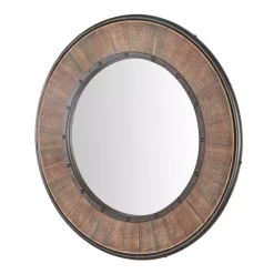 Wall Mirrors Home Decorators Collection Medium Round Farmhouse Accent Mirror With Wood Finish (31 In. Diameter) -Home Accents shop home decorators collection wall mirrors schd41624 66 1000