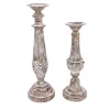Candle Holders Home Decorators Collection Home Decorators Collection White Washed Wood Candle Holder (Set Of 2)