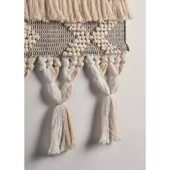 Wall Accents LR Home Fringed Bohemian Neutral Ivory / Natural Tasseled Wall Tapestry -Home Accents shop ivory natural lr home tapestries wallh80221whn1622 1f 1000