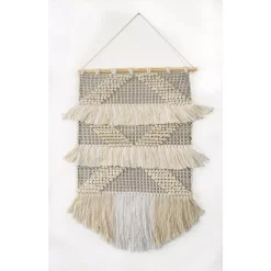 Wall Accents LR Home Fringed Diamond Ivory / Natural Tufted Wall Tapestry