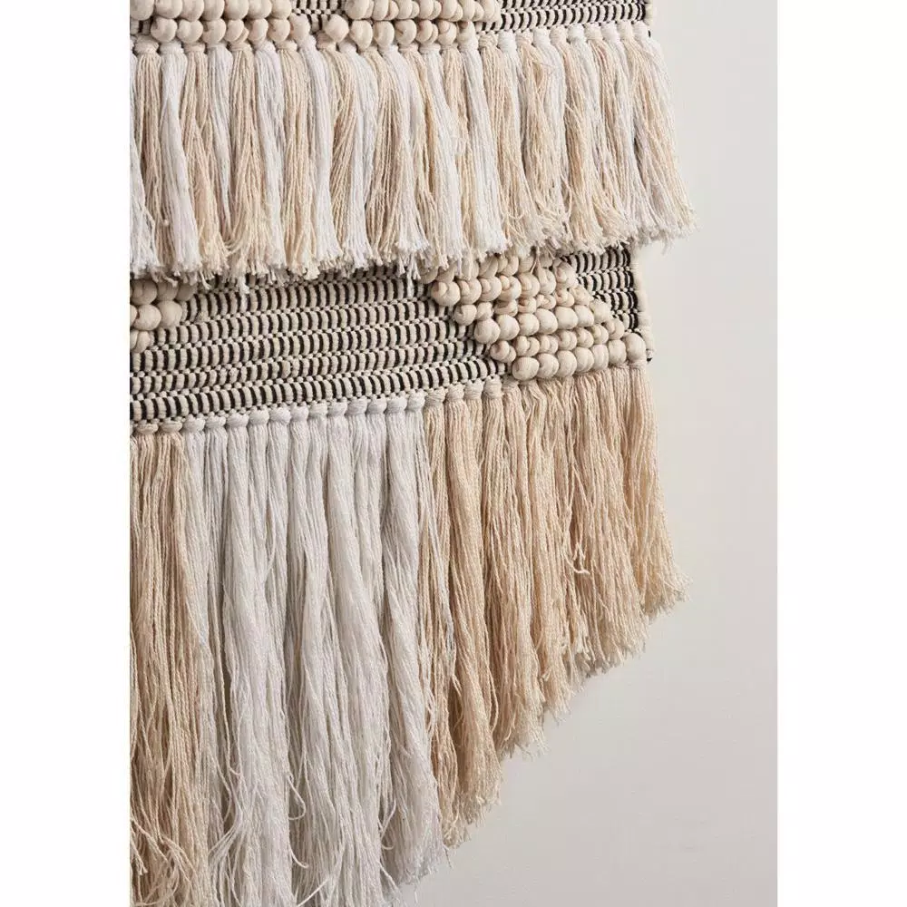 Wall Accents LR Home Fringed Diamond Ivory / Natural Tufted Wall Tapestry 4 Wall Accents LR Home Fringed Diamond Ivory / Natural Tufted Wall Tapestry - Image 2