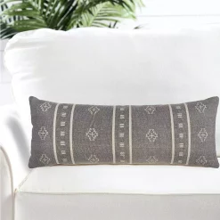 Throw Pillows LR Home Embroidered Ethnic 14 In. X 36 In. Gray/Cream Rectangle Throw Pillow -Home Accents shop lr home throw pillows pillo04694fro1230 31 1000