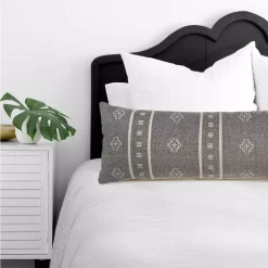 Throw Pillows LR Home Embroidered Ethnic 14 In. X 36 In. Gray/Cream Rectangle Throw Pillow -Home Accents shop lr home throw pillows pillo04694fro1230 44 1000