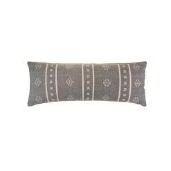 Throw Pillows LR Home Embroidered Ethnic 14 In. X 36 In. Gray/Cream Rectangle Throw Pillow