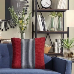 Throw Pillows LR Home Bright Red 20 In. X 20 In. Striped Throw Pillow -Home Accents shop lr home throw pillows pillo07428rblffpl 76 1000