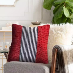Throw Pillows LR Home Bright Red 20 In. X 20 In. Striped Throw Pillow -Home Accents shop lr home throw pillows pillo07428rblffpl fa 1000