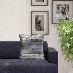 Throw Pillows LR Home Crest Navy Blue / Ivory Abstract Textured Cozy Poly-Fill 18 In. X 18 In. Throw Pillow -Home Accents shop lr home throw pillows pillo07435bloiipl fa 1000