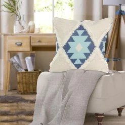 Throw Pillows LR Home 20 In. X 20 In. Off White/Blue Tufted Winter Paradise Southwest Standard Throw Pillow -Home Accents shop lr home throw pillows pillo07444vinffpl 31 1000