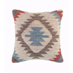 Throw Pillows LR Home Country Red Blue Gray Southwest Cozy Poly-Fill 18 In. X 18 In. Throw Pillow
