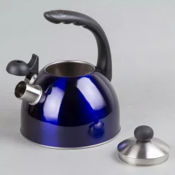 Cookware Creative Home Rhapsody 2.1 Qt. (8.4 Cup) Stainless Steel Whistling Tea Kettle With Metallic Blue Powder Coating 10 Cookware Creative Home Rhapsody 2.1 Qt. (8.4 Cup) Stainless Steel Whistling Tea Kettle With Metallic Blue Powder Coating -Home Accents shop metallic blue creative home tea kettles 72998 4f 1000