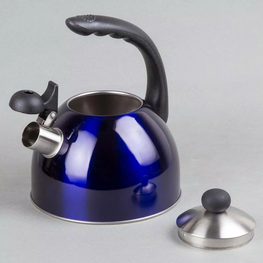Cookware Creative Home Rhapsody 2.1 Qt. (8.4 Cup) Stainless Steel Whistling Tea Kettle With Metallic Blue Powder Coating 5 Cookware Creative Home Rhapsody 2.1 Qt. (8.4 Cup) Stainless Steel Whistling Tea Kettle With Metallic Blue Powder Coating - Image 3