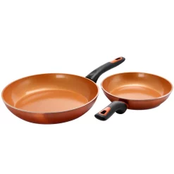 Cookware Gibson Home Hummington 2-Piece Aluminum Ceramic Nonstick Frying Pan Set In Metallic Copper -Home Accents shop metallic copper gibson home skillets 985111255m 44 1000