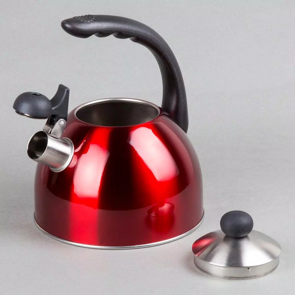 Cookware Creative Home Rhapsody 8.4-Cup Cranberry Stainless Steel Stovetop Tea Kettle With Whistle 6 Cookware Creative Home Rhapsody 8.4-Cup Cranberry Stainless Steel Stovetop Tea Kettle With Whistle - Image 4