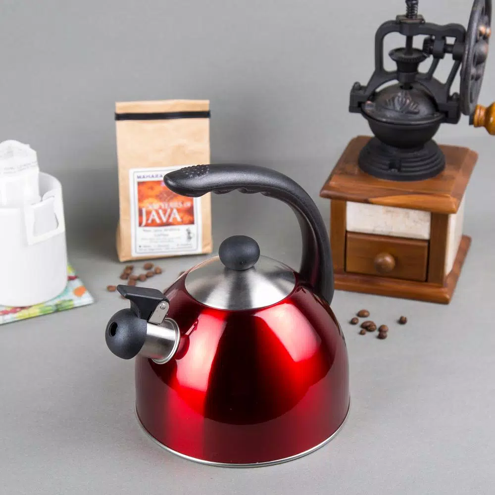 Cookware Creative Home Rhapsody 8.4-Cup Cranberry Stainless Steel Stovetop Tea Kettle With Whistle 8 Cookware Creative Home Rhapsody 8.4-Cup Cranberry Stainless Steel Stovetop Tea Kettle With Whistle - Image 6