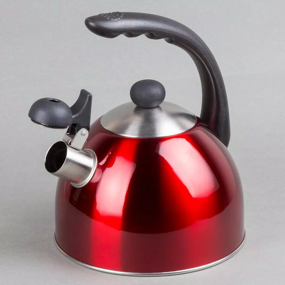 Cookware Creative Home Rhapsody 8.4-Cup Cranberry Stainless Steel Stovetop Tea Kettle With Whistle 4 Cookware Creative Home Rhapsody 8.4-Cup Cranberry Stainless Steel Stovetop Tea Kettle With Whistle - Image 2