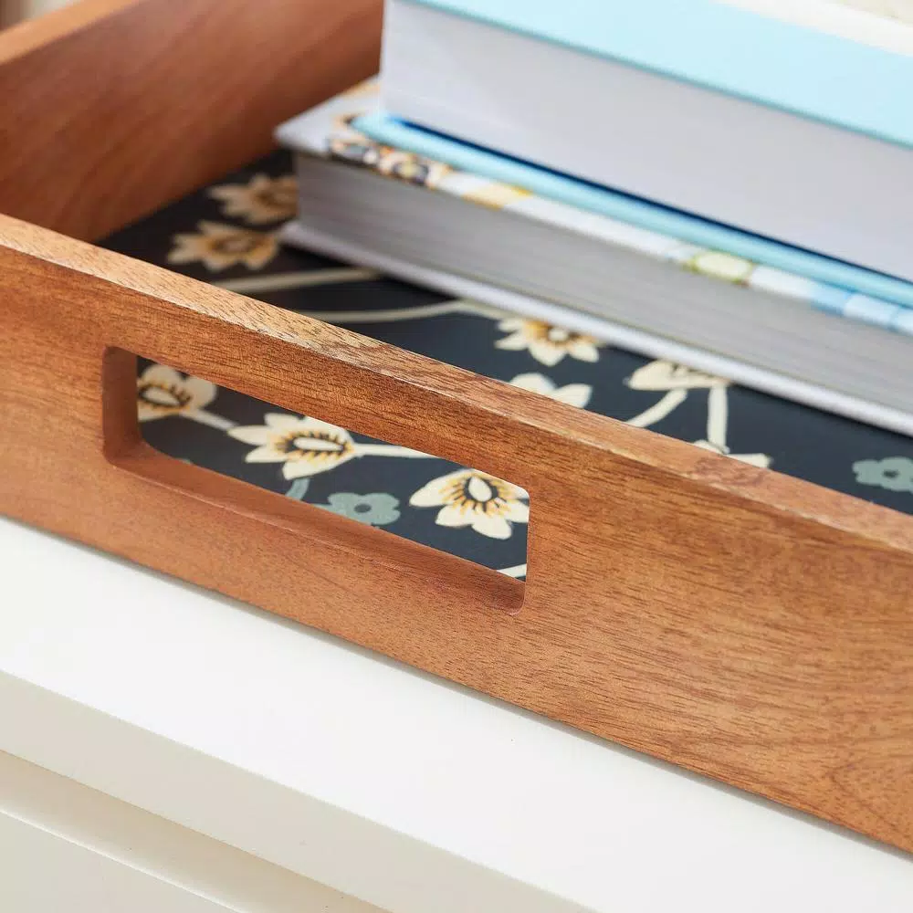 Decorative Trays Home Decorators Collection Home Decorators Collection Floral And Wood Decorative Rectangle Tray (Set Of 2) - Image 5