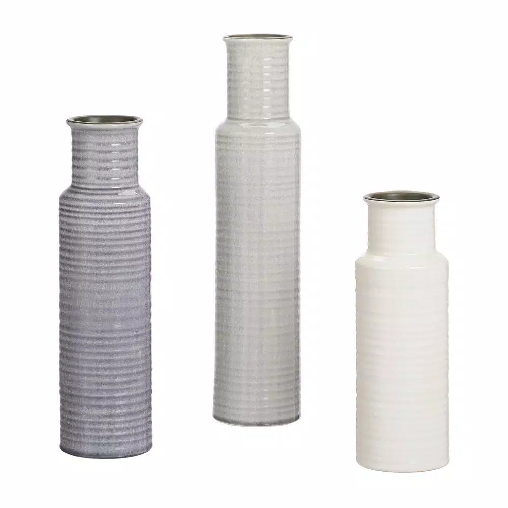 Home Decorators Collection Home Decorators Collection Stone Grey, Shadow Grey And White Ceramic Decorative Vases (Set Of 3)
