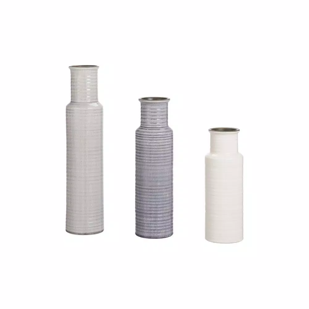 Home Decorators Collection Home Decorators Collection Stone Grey, Shadow Grey And White Ceramic Decorative Vases (Set Of 3) - Image 6