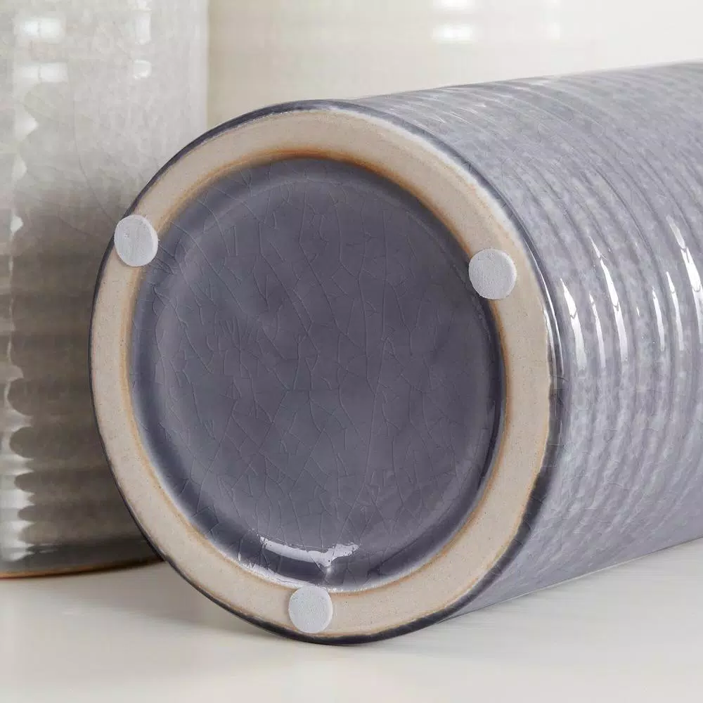 Home Decorators Collection Home Decorators Collection Stone Grey, Shadow Grey And White Ceramic Decorative Vases (Set Of 3) - Image 4