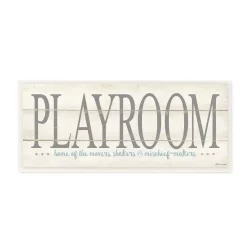 Wall Signs Stupell Industries 7 In. X 17 In. “Playroom Home Of Mischief Makers” By Stephanie Workman Marrott Printed Wood Wall Art