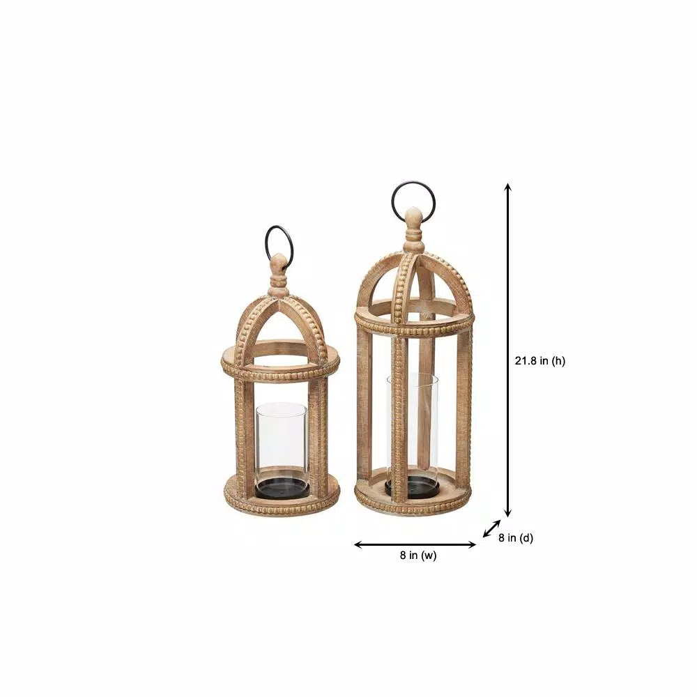 Candle Holders Home Decorators Collection Home Decorators Collection Antiqued Wood Candle Hanging Or Tabletop Lantern With Beaded Trim (Set Of 2) 4 Candle Holders Home Decorators Collection Home Decorators Collection Antiqued Wood Candle Hanging Or Tabletop Lantern With Beaded Trim (Set Of 2) - Image 2