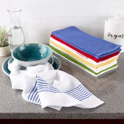 Table Linens & Kitchen Linens Lavish Home Multi-Color Diamond Weave Striped And Solid Color Cotton Kitchen Towel Set (8-Pieces) -Home Accents shop multi lavish home kitchen towels 69hd 003kt 31 1000