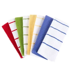 Table Linens & Kitchen Linens Lavish Home Multi-Color Waffle Weave Striped And Solid Color Cotton Kitchen Towel Set (8-Pieces)