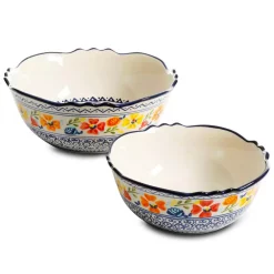 Serveware Gibson Home Luxembourg 8 In. And 10 In. 32 Fl. Oz. And 64 Fl. Oz. Multicolored Stoneware Serving Bowls (Set Of 2)