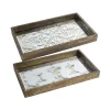 Decorative Trays A & B Home Greta Rectangular Glass And Wood Natural Large Trays