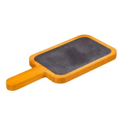 Serveware Creative Home 14.4 In. X 6.5 In. Natural Finish Pine Wood With Slate Insert Paddle Cheese Board Serving Board