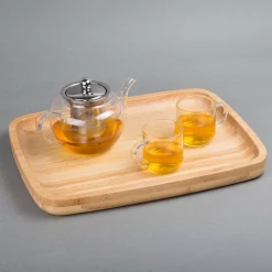 Serveware Creative Home 11 In. L X 14 In. W Natural Bamboo Rectangular Serving Tray Coffee Tea Platter Dessert Fruit Plate -Home Accents shop natural finish creative home serving trays 73371 1f 1000