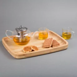Serveware Creative Home 11 In. L X 14 In. W Natural Bamboo Rectangular Serving Tray Coffee Tea Platter Dessert Fruit Plate -Home Accents shop natural finish creative home serving trays 73371 31 1000