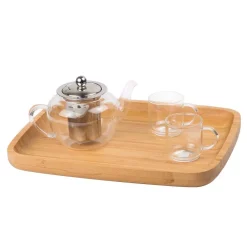 Serveware Creative Home 11 In. L X 14 In. W Natural Bamboo Rectangular Serving Tray Coffee Tea Platter Dessert Fruit Plate -Home Accents shop natural finish creative home serving trays 73371 44 1000