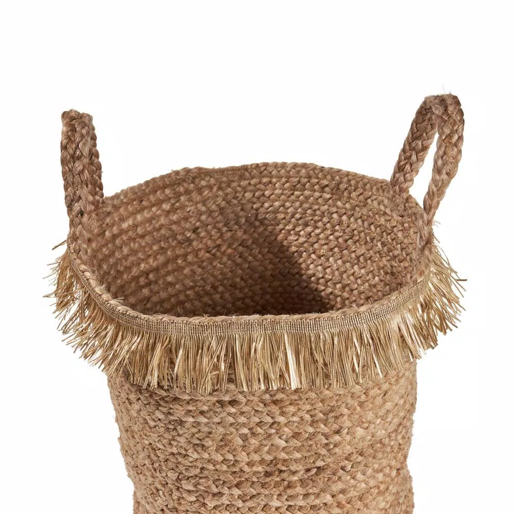 Storage Baskets LR Home Claine Braided Fringed Natural Jute Decorative Storage Basket With Handles 4 Storage Baskets LR Home Claine Braided Fringed Natural Jute Decorative Storage Basket With Handles - Image 2