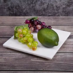 Serveware Creative Home Genuine 8 In. X 8 In. Off-White Natural Marble Square Trivet, Cheese Serving Board Platter For Fine Dinning Catering -Home Accents shop off white creative home cheese board sets 32735 31 1000