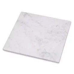 Serveware Creative Home Genuine 8 In. X 8 In. Off-White Natural Marble Square Trivet, Cheese Serving Board Platter For Fine Dinning Catering