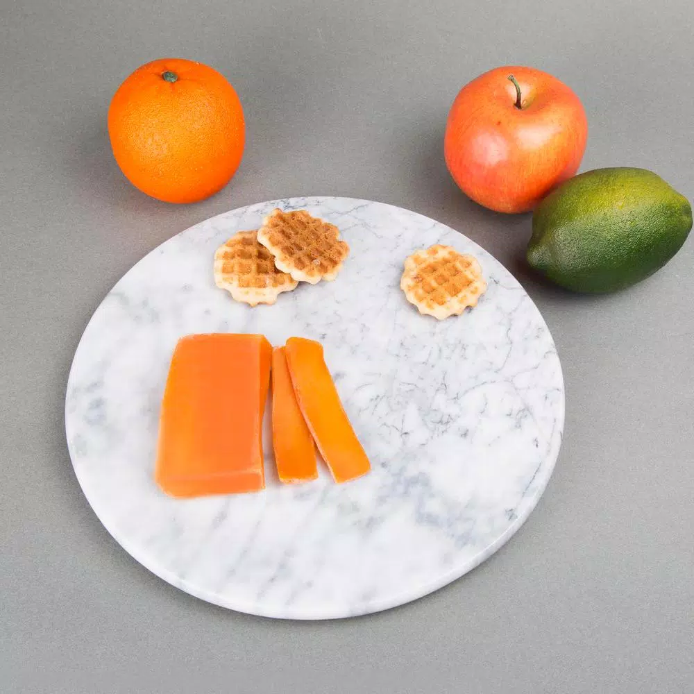 Serveware Creative Home 12 In. Off-White Natural Marble Round Board Cheese Serving Plate, Dessert Cake Service Board 8 Serveware Creative Home 12 In. Off-White Natural Marble Round Board Cheese Serving Plate, Dessert Cake Service Board - Image 6