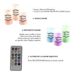 Flameless Candles Lavish Home Live Laugh Love LED Flameless Candle Set (Set Of 3) -Home Accents shop off white lavish home flameless candles hw0200145 1f 1000