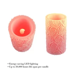 Flameless Candles Lavish Home Rose Embossed LED Flameless Candle With Remote Control -Home Accents shop pink lavish home flameless candles hw0200142 4f 1000