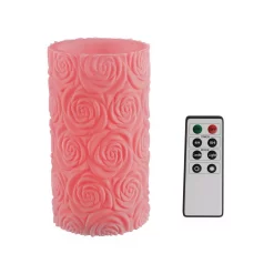Flameless Candles Lavish Home Rose Embossed LED Flameless Candle With Remote Control