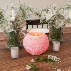 Flameless Candles Lavish Home Rose Embossed Ball LED Flameless Candle With Remote Control -Home Accents shop pink lavish home flameless candles hw0200143 31 1000