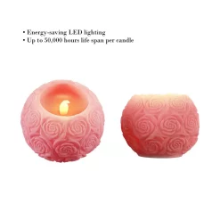 Flameless Candles Lavish Home Rose Embossed Ball LED Flameless Candle With Remote Control -Home Accents shop pink lavish home flameless candles hw0200143 4f 1000