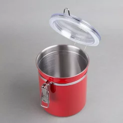 Food Storage Creative Home Set Of 4-Pieces Red Stainless Steel Canister Storage Container With Air Tight Lid And Locking Clamp -Home Accents shop red creative home kitchen canisters 50283 4f 1000