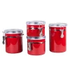 Food Storage Creative Home Set Of 4-Pieces Red Stainless Steel Canister Storage Container With Air Tight Lid And Locking Clamp -Home Accents shop red creative home kitchen canisters 50283 64 1000
