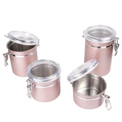 Food Storage Creative Home Rose Gold Stainless Steel Canister, Storage Container With Air Tight Lid And Locking Clamp (Set Of 4) -Home Accents shop rose gold creative home kitchen canisters 50259 4f 1000