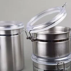 Food Storage Creative Home Set Of 4 Pieces Stainless Steel Canister Container Set With Air Tight Lid And Locking Clamp 11 Food Storage Creative Home Set Of 4 Pieces Stainless Steel Canister Container Set With Air Tight Lid And Locking Clamp -Home Accents shop silver creative home kitchen canisters 50274 1f 1000
