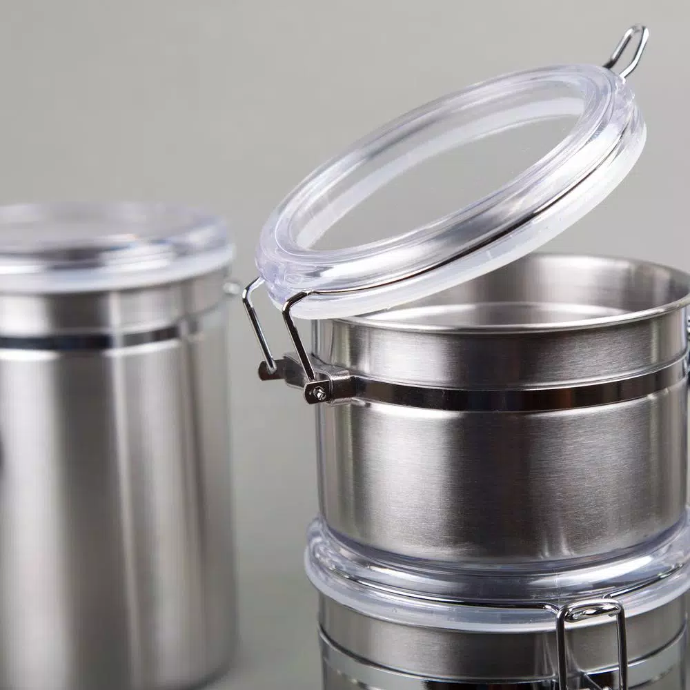 Food Storage Creative Home Set Of 4 Pieces Stainless Steel Canister Container Set With Air Tight Lid And Locking Clamp 6 Food Storage Creative Home Set Of 4 Pieces Stainless Steel Canister Container Set With Air Tight Lid And Locking Clamp - Image 4